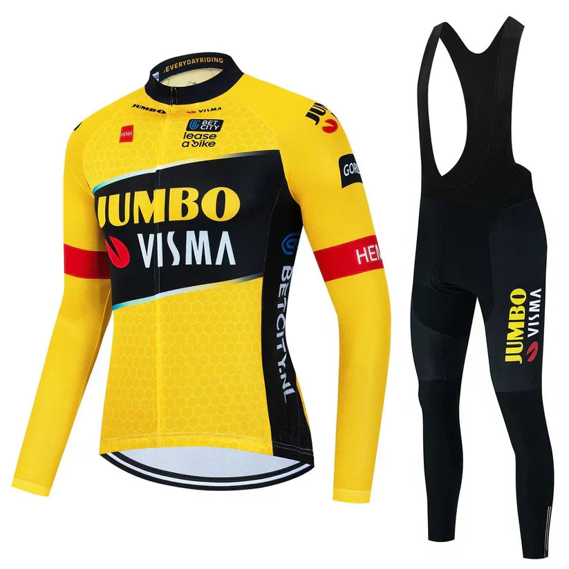 Jumbo Visma | Professionelles Radsport-Set mit Langarm-Shirt
