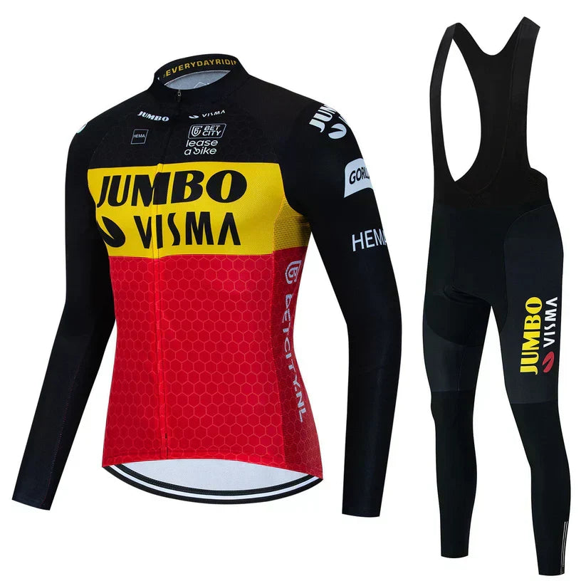 Jumbo Visma | Professionelles Radsport-Set mit Langarm-Shirt