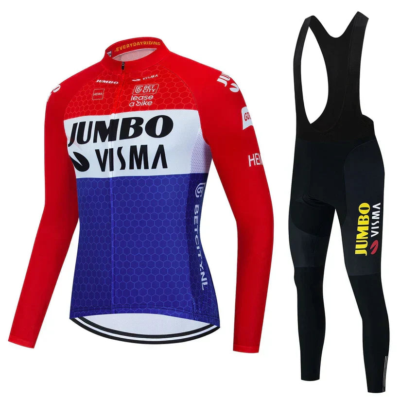 Jumbo Visma | Professionelles Radsport-Set mit Langarm-Shirt